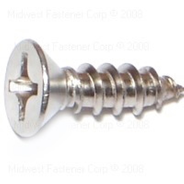 MIDWEST FASTENER 05183 Screw, #12 Thread, 3/4 in L, Flat Head, Phillips Drive, Stainless Steel, 100 PK - 1