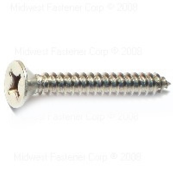 MIDWEST FASTENER 05186 Screw, #12 Thread, 1-1/2 in L, Flat Head, Phillips Drive, Stainless Steel, 100 PK - 1