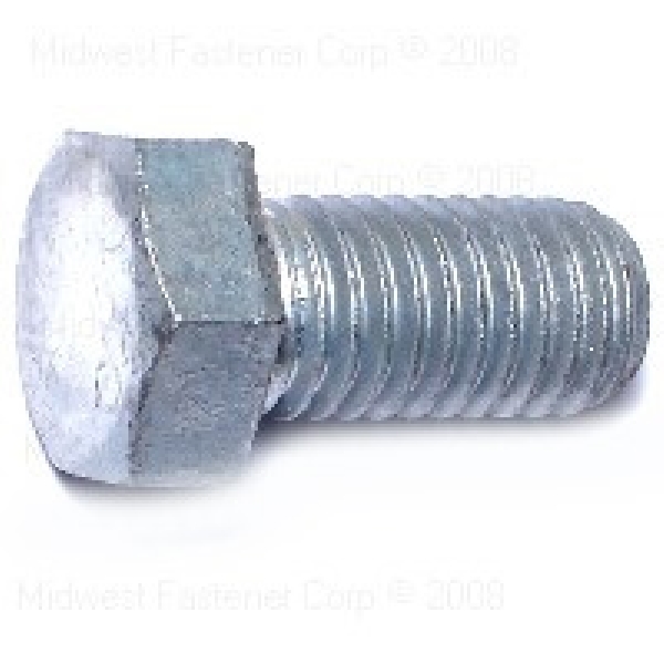 05398 Hex Bolt, 1/2-13 Thread, 1 in OAL, 2 Grade, Galvanized Steel, Coarse Thread