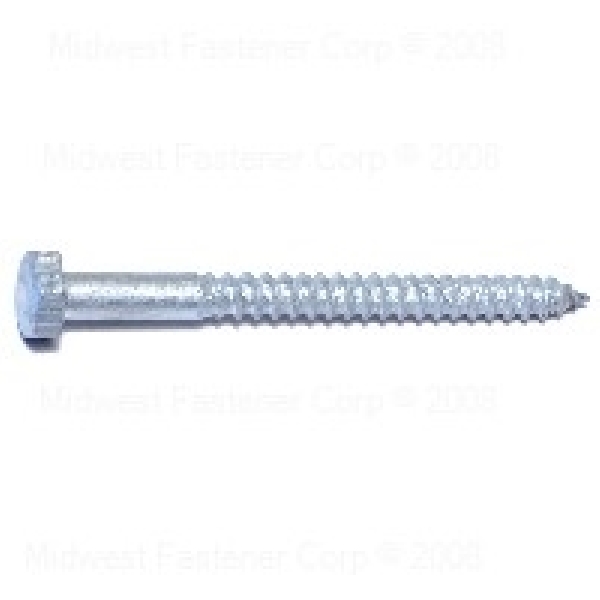 05559 Lag Screw, 1/4-10 Thread, 3 in OAL, 2 Grade, Galvanized Steel, SAE Measuring