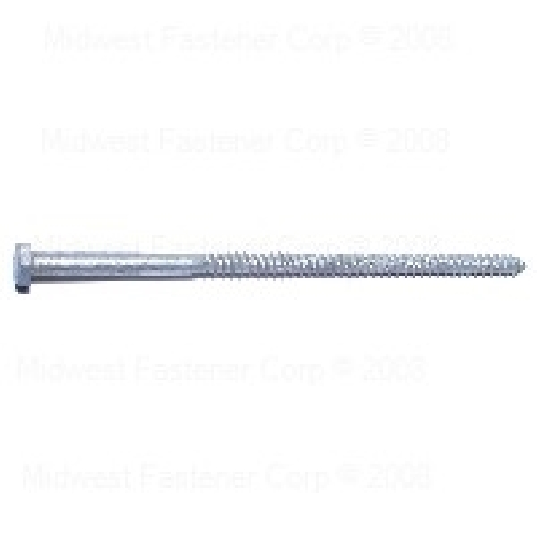 05565 Lag Screw, 1/4-10 Thread, 6 in OAL, 2 Grade, Galvanized Steel, SAE Measuring