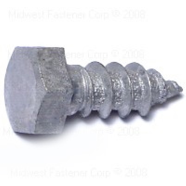 05577 Lag Screw, 3/8-7 Thread, 1 in OAL, 2 Grade, Galvanized Steel, SAE Measuring