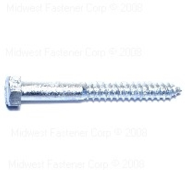 05597 Lag Screw, 1/2-6 Thread, 4-1/2 in OAL, 2 Grade, Galvanized Steel, SAE Measuring