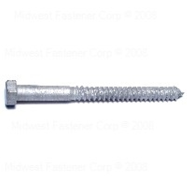 05600 Lag Screw, 1/2-6 Thread, 6 in OAL, 2 Grade, Galvanized Steel, SAE Measuring