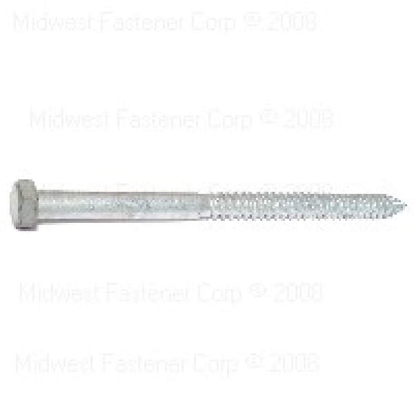 05602 Lag Screw, 1/2-6 Thread, 8 in OAL, 2 Grade, Galvanized Steel, SAE Measuring