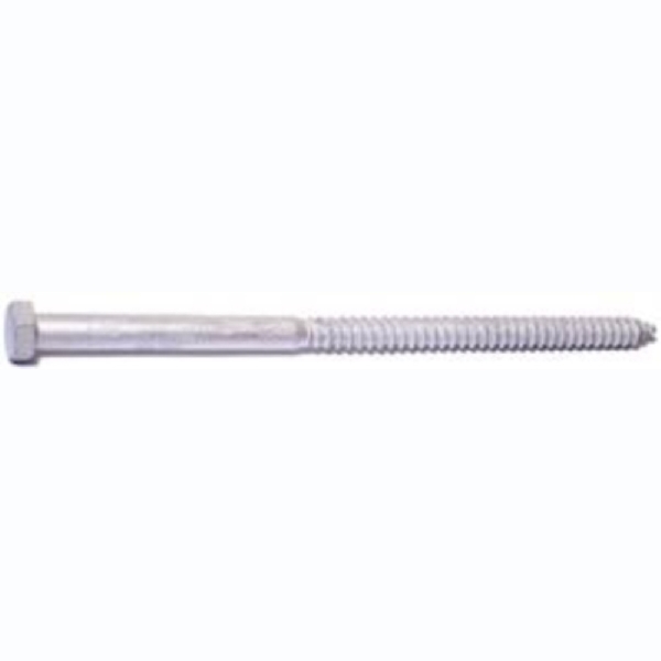 05603 Lag Screw, 1/2-6 Thread, 10 in OAL, 2 Grade, Galvanized Steel, SAE Measuring