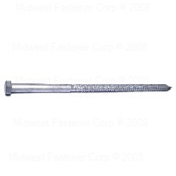 05604 Lag Screw, 1/2-6 Thread, 12 in OAL, 2 Grade, Galvanized Steel, SAE Measuring