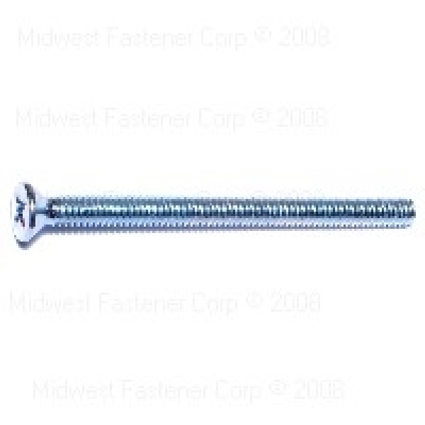 MIDWEST FASTENER 07313 Machine Screw, 1/4-20 Thread, 3-1/2 in L, Coarse Thread, Flat Head, Phillips Drive, Steel, Zinc - 1