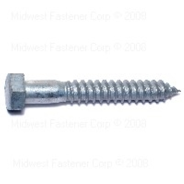 08233 Lag Screw, 5/8-5 Thread, 4-1/2 in OAL, 2 Grade, Galvanized Steel, SAE Measuring