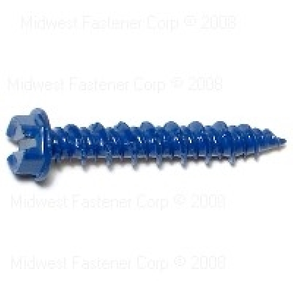 09260 Masonry Screw, 3/16 in Dia, 1-1/4 in L, Steel, 100/PK