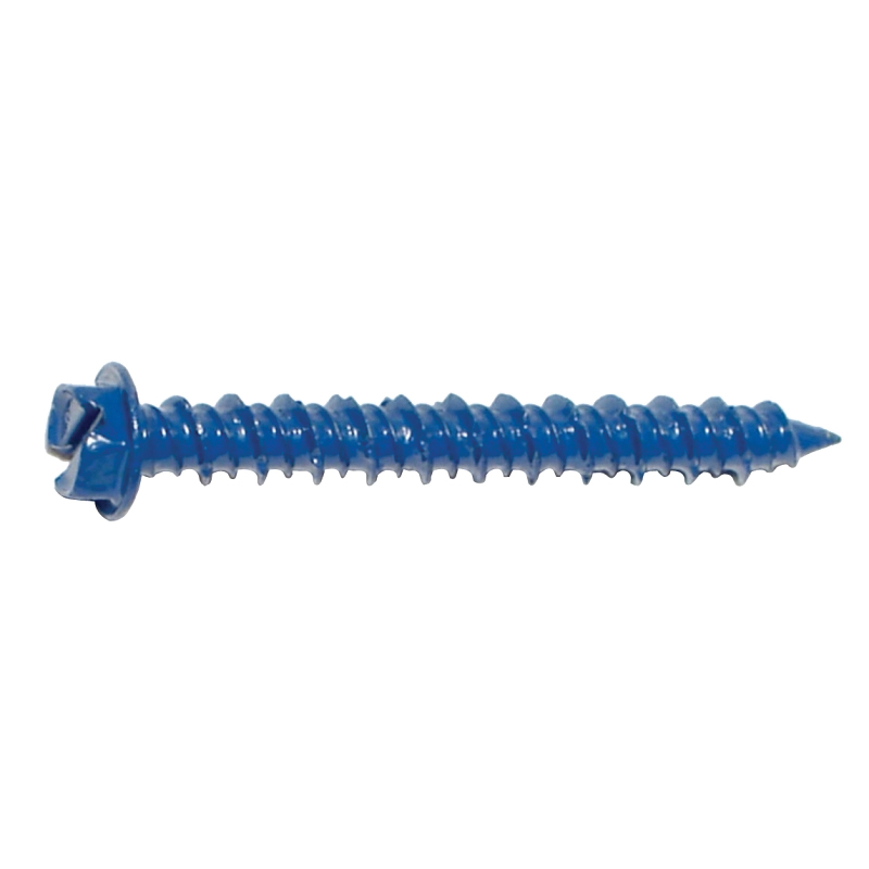 09261 Masonry Screw, 3/16 in Dia, 1-3/4 in L, 1/4 in Screw, Steel, 100/PK