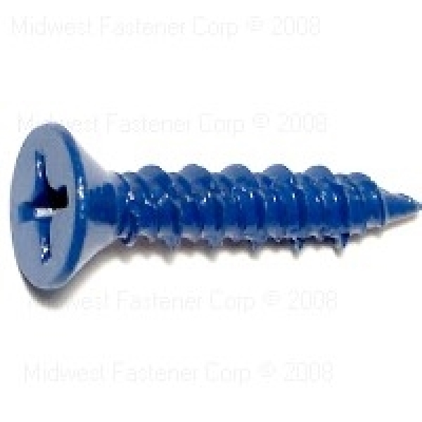 09279 Screw, 1/4 in Thread, 1-1/4 in L, High-Low Thread, Flat Head, Phillips Drive, Sharp Point, Steel