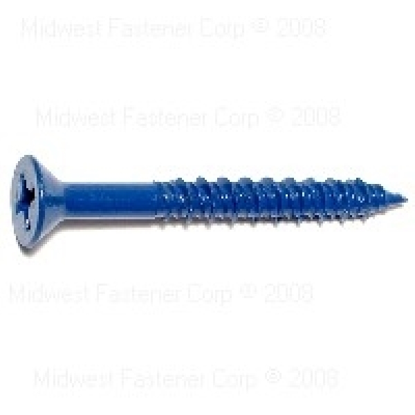 09281 Masonry Screw, 1/4 in Dia, 2-1/4 in L, Steel, 100/PK