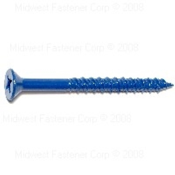 09282 Masonry Screw, 1/4 in Dia, 2-3/4 in L, Steel, 100/PK