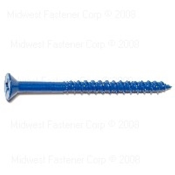 09283 Masonry Screw, 1/4 in Dia, 3-1/4 in L, Steel, 100/PK