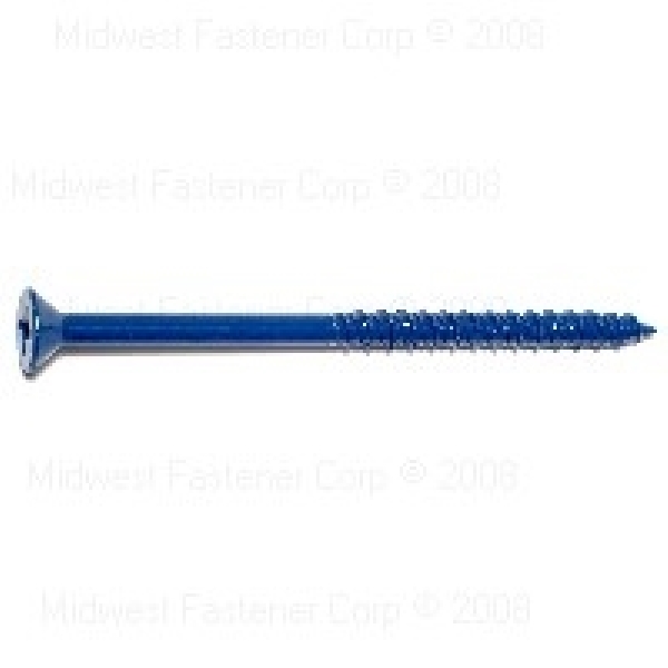 09284 Screw, 1/4 in Thread, 4 in L, High-Low Thread, Flat Head, Phillips Drive, Sharp Point, Steel