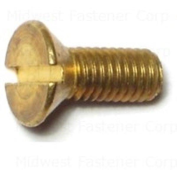 MIDWEST FASTENER 61432 Machine Screw, #10-32 Thread, 1/2 in L, Fine Thread, Flat Head, Slotted Drive, Brass, 24 PK - 1