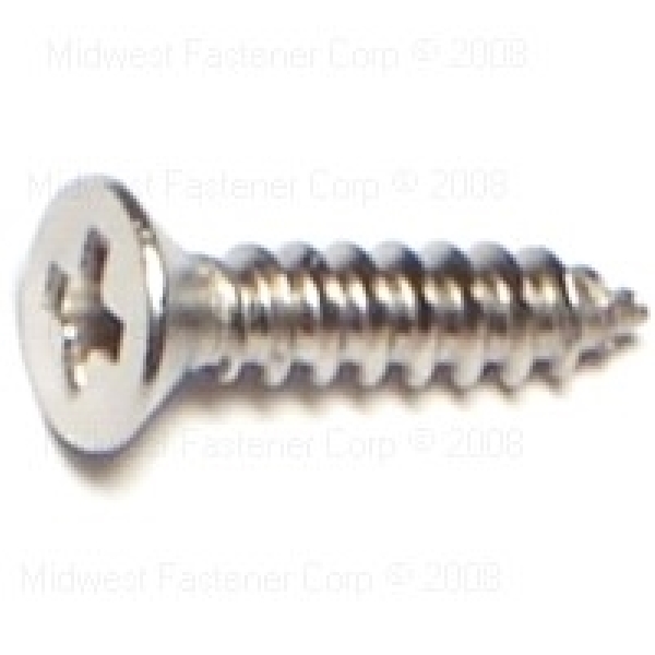MIDWEST FASTENER 05151 Screw, #4-24 Thread, 1/2 in L, Coarse Thread, Flat Head, Phillips Drive, Stainless Steel, 100 PK - 1