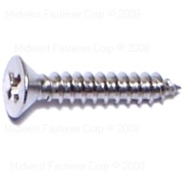 MIDWEST FASTENER 05152 Screw, #4-24 Thread, 5/8 in L, Coarse Thread, Flat Head, Phillips Drive, Stainless Steel, 100 PK - 1