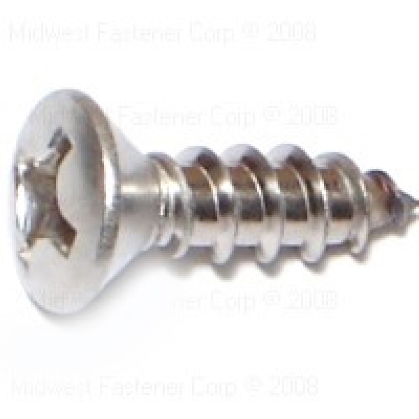 MIDWEST FASTENER 05242 Screw, #12 Thread, 3/4 in L, Phillips Drive, Stainless Steel, 100 PK - 1