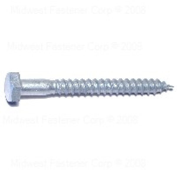 05558 Lag Screw, 1/4-10 Thread, 2-1/2 in OAL, 2 Grade, Galvanized Steel, SAE Measuring