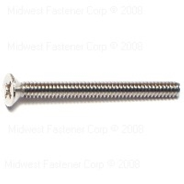 Midwest Fastener 07166 Machine Screw, #6-32 Thread, 1-1/2 in L, Coarse Thread, Flat Head, Phillips Drive, Plain, 100 PK