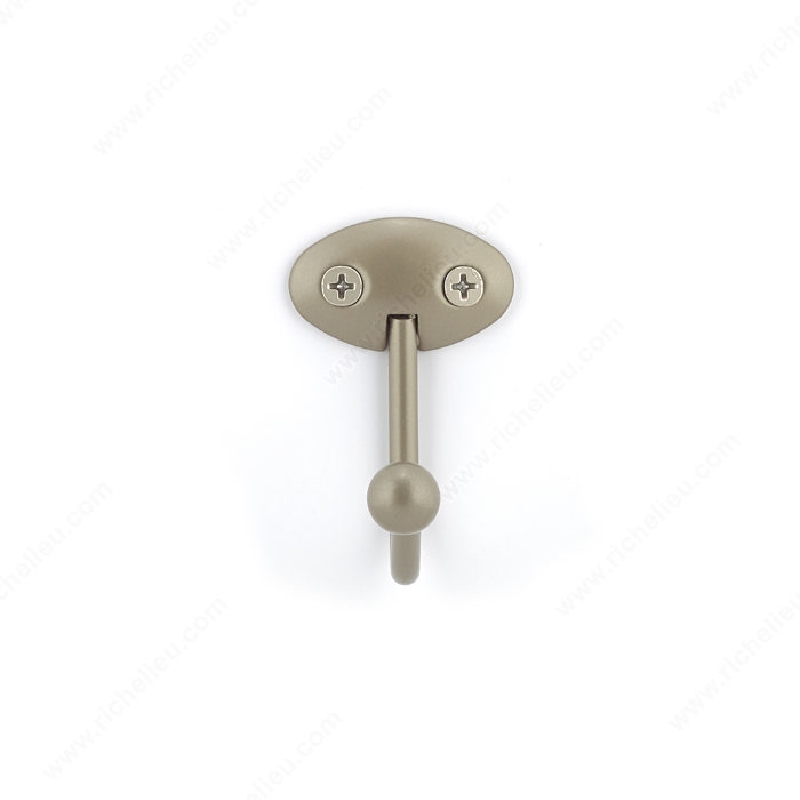 Richelieu BP89221184 Utility Hook, 1-9/16 in W, Metal, Matte Nickel, 22 lb, 1-13/16 in Projection - 2