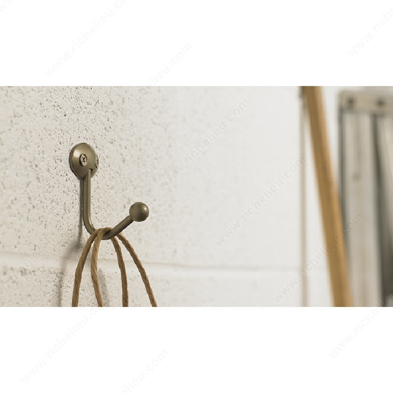 Richelieu BP89221184 Utility Hook, 1-9/16 in W, Metal, Matte Nickel, 22 lb, 1-13/16 in Projection - 4