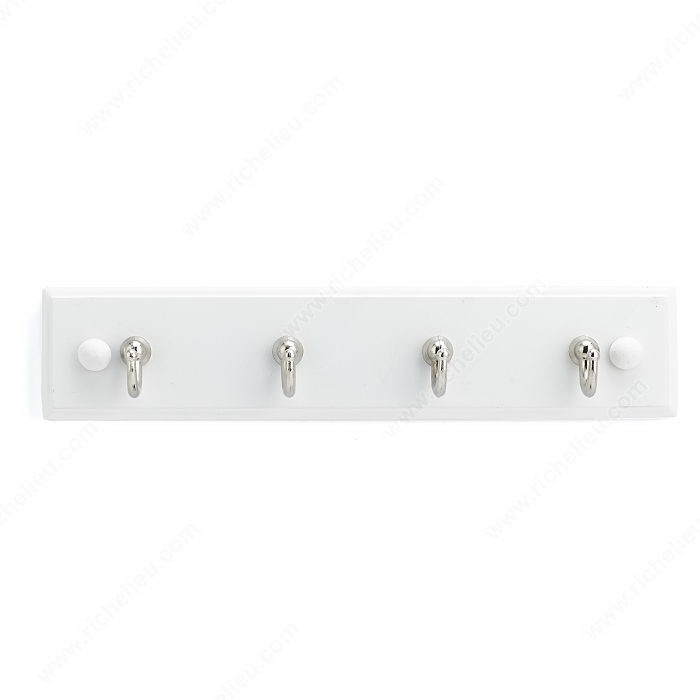 Richelieu T35121130 Utility Key Hook Board, 1-21/32 in L, 8-5/8 in W, Metal/Wood, White - 2