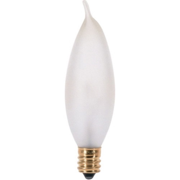 Satco S3777 Incandescent Bulb, C-7A Filament, Frosted Lamp, 1 in Dia x 3-5/8 in L Dimensions, 15 W, CA8 Lamp, 95 Lumens