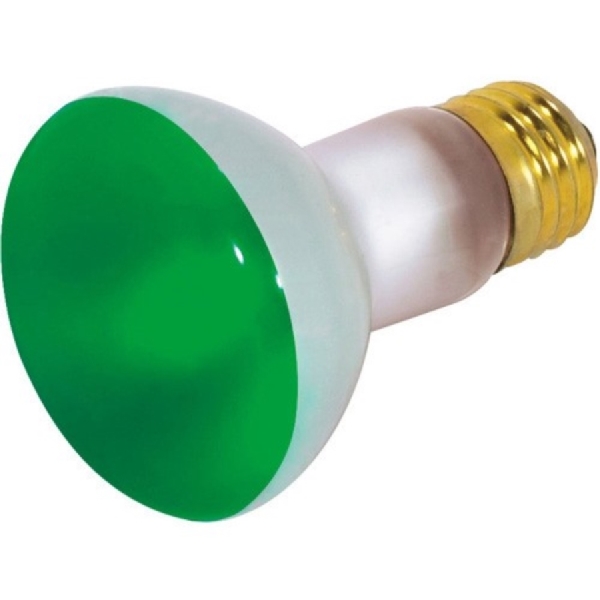 Satco S3201 Incandescent Bulb, 50 W, R20 Lamp, Medium E26 Lamp Base, Green Light, 2000 hr Average Life