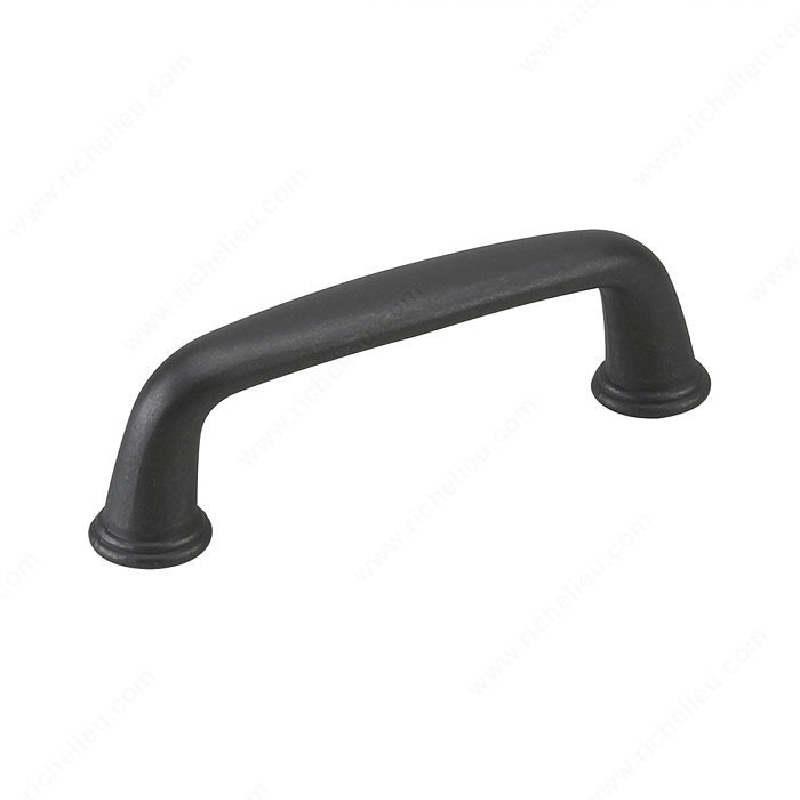 Cabinet Pull, Richelieu, 3-19/32 in L Handle, 9/16 in H Handle, 1-1/16 in Projection, Metal, Matte - 1
