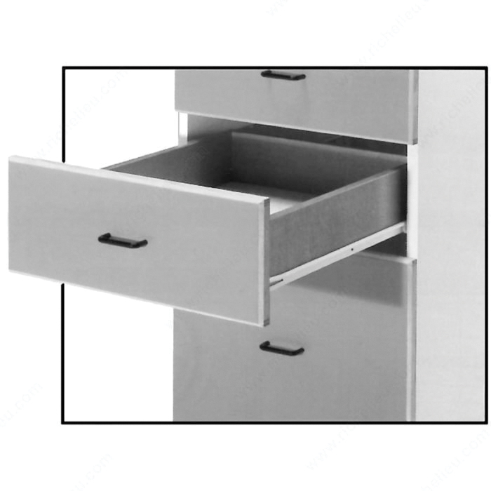 Richelieu 102 Series TU10230450 Drawer Slide, 55 lb, Side Mounting, 17-3/4 in L Rail, 1.46 in W Rail, Steel - 4