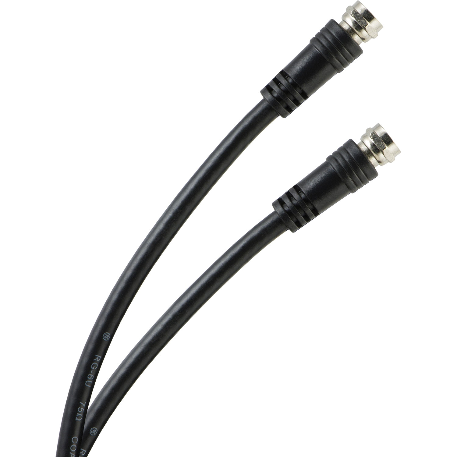 GE 33598 Coaxial Video Cable, F-Type, Female, Black Sheath, 25 ft L