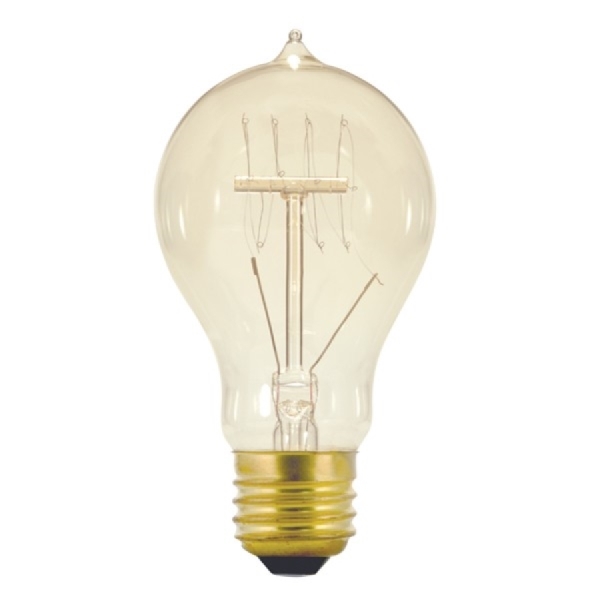 Satco S2412 Incandescent Bulb, 40 W, A19 Lamp, Medium E26 Lamp Base, 160 Lumens, 2700 K Color Temp - 1