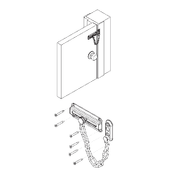 First Watch Security 1860 Chain Door Guard, 6.88 in L, 3.88 in W, 3/4 in H, Brass/Steel