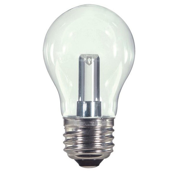 Satco S9150 LED Bulb, General Purpose, A15 Lamp, E26 Lamp Base, Clear, Warm White Light, 2700 K Color Temp