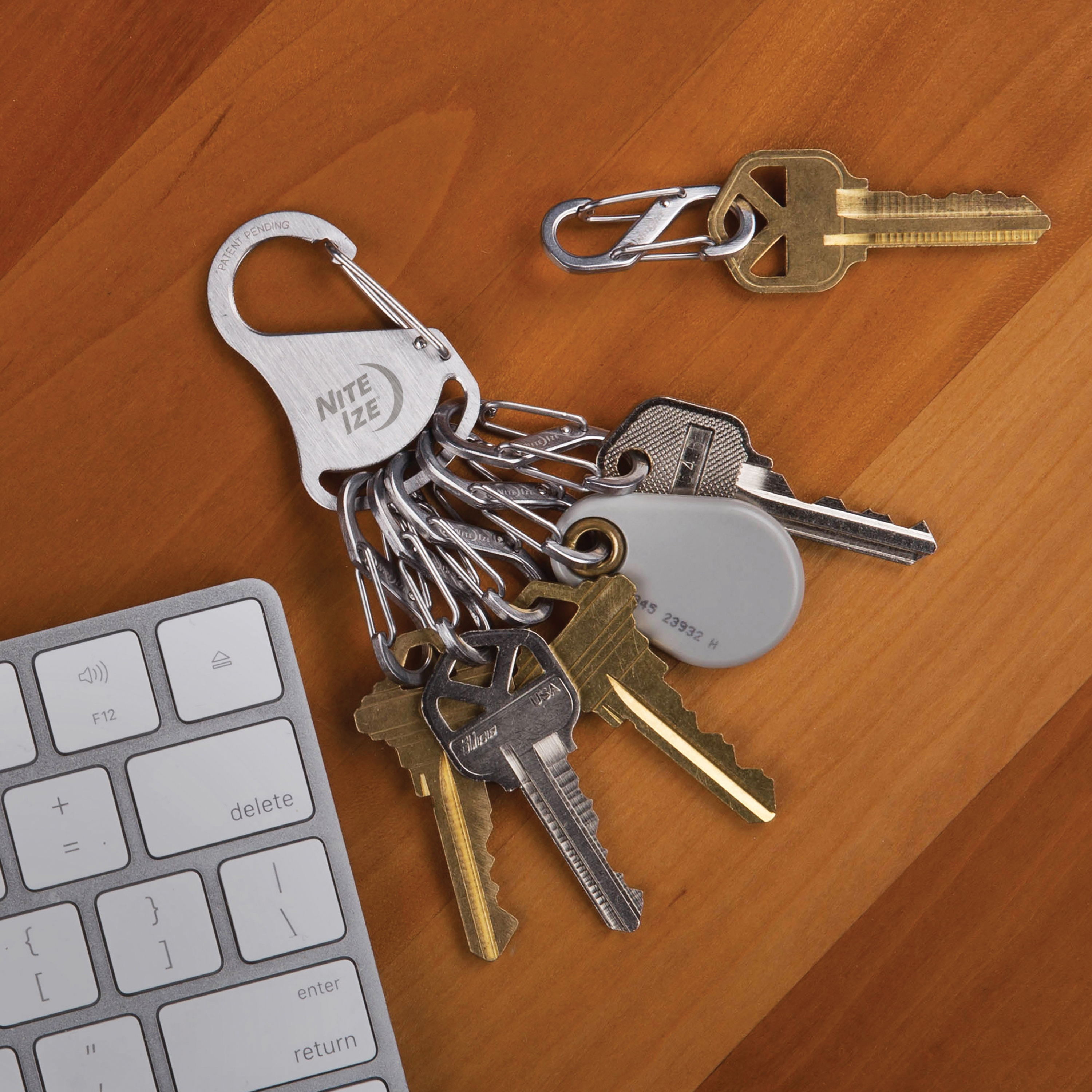 Nite Ize KeyRack Steel S-Biner Series KRS-03-11 Key Rack Carabiner, 3 in OAL, #0.5 Dia Ring, Stainless Steel, Silver - 3
