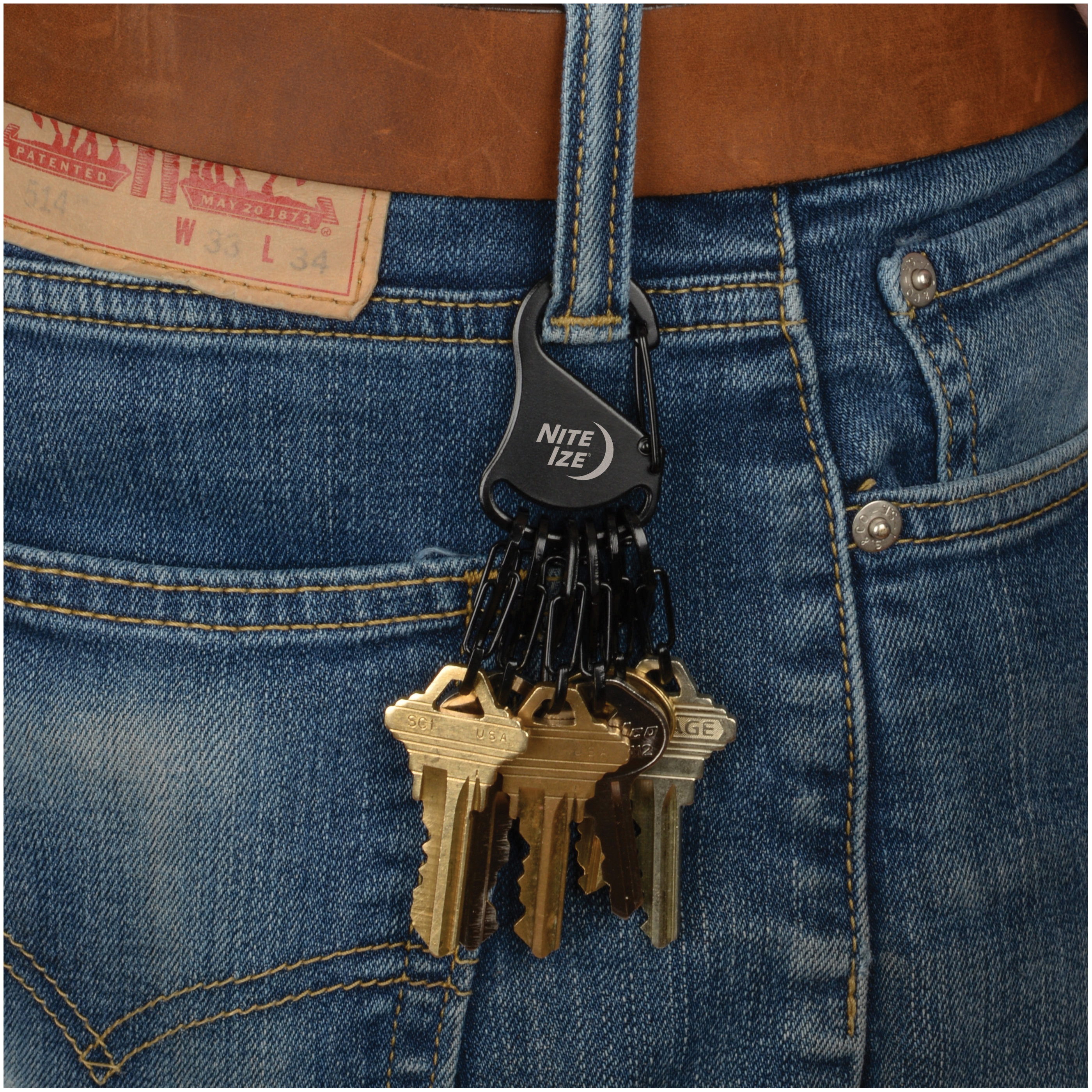 Nite Ize KeyRack Steel S-Biner Series KRS-03-11 Key Rack Carabiner, 3 in OAL, #0.5 Dia Ring, Stainless Steel, Silver - 4