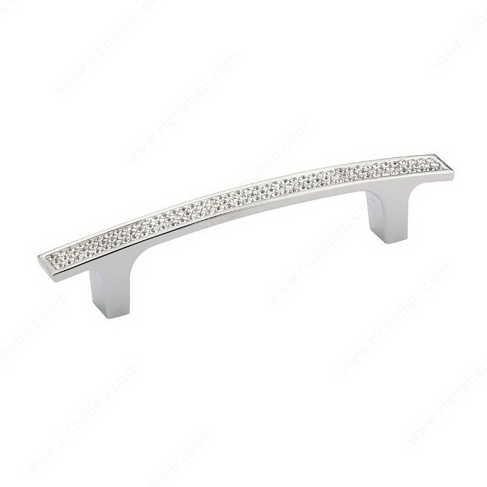Richelieu BP123412814001 Cabinet Pull, 7-3/32 in L Handle, 9/16 in H Handle, 1-1/16 in Projection, Crystal/Glass/Metal - 4