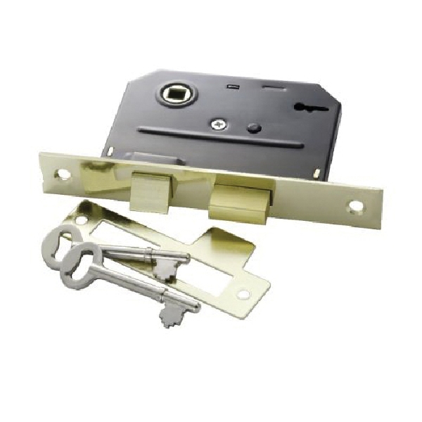 First Watch Security 1155 Bit Key Lock, 2-1/4 in Backset, Steel, Polished Brass