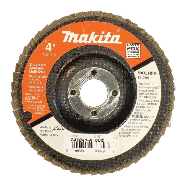 Makita 741841-A Abrasive Disc, 4 in Dia, 5/8 in Arbor, 60