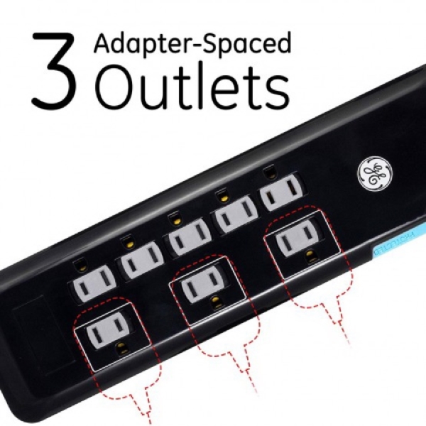 GE 34117 Surge Protector, 15 A, 8 -Outlet, 2160 J Energy, Black