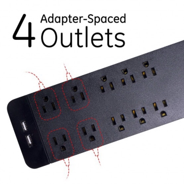 GE Ultra Pro 37746 Surge Protector, 10 -Outlet, 3540 J Energy, Black