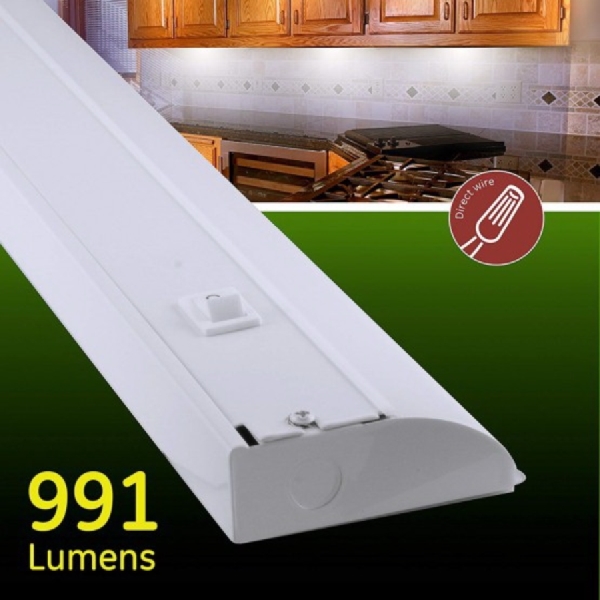 GE 26765 Under Cabinet Light Fixture, 120 VAC, LED Lamp, 961 Lumens, 3000 K Color Temp, Steel Fixture