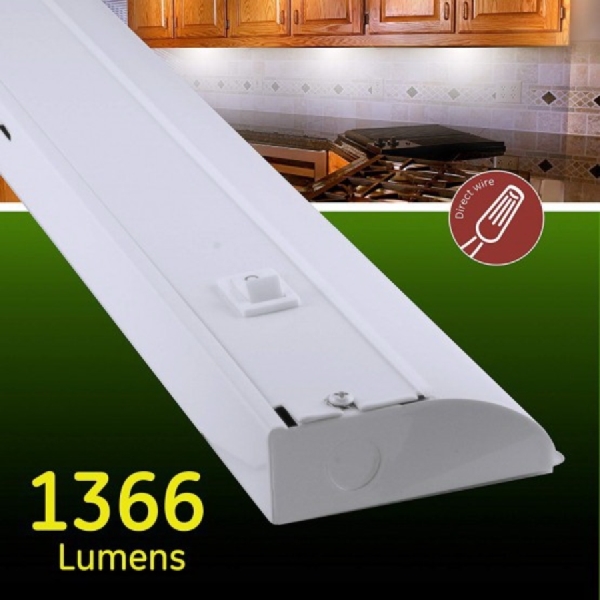 GE 29435 Light Fixture, 120 VAC, 1366 Lumens, 3000 K Color Temp, Steel Fixture, White Fixture