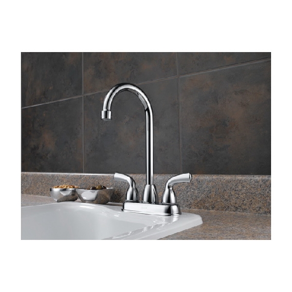 Delta Foundations Series B28910LF Bar/Prep Faucet, 1.8 gpm, 2-Faucet Handle, 3-Faucet Hole, Brass, Chrome Plated, Deck - 2