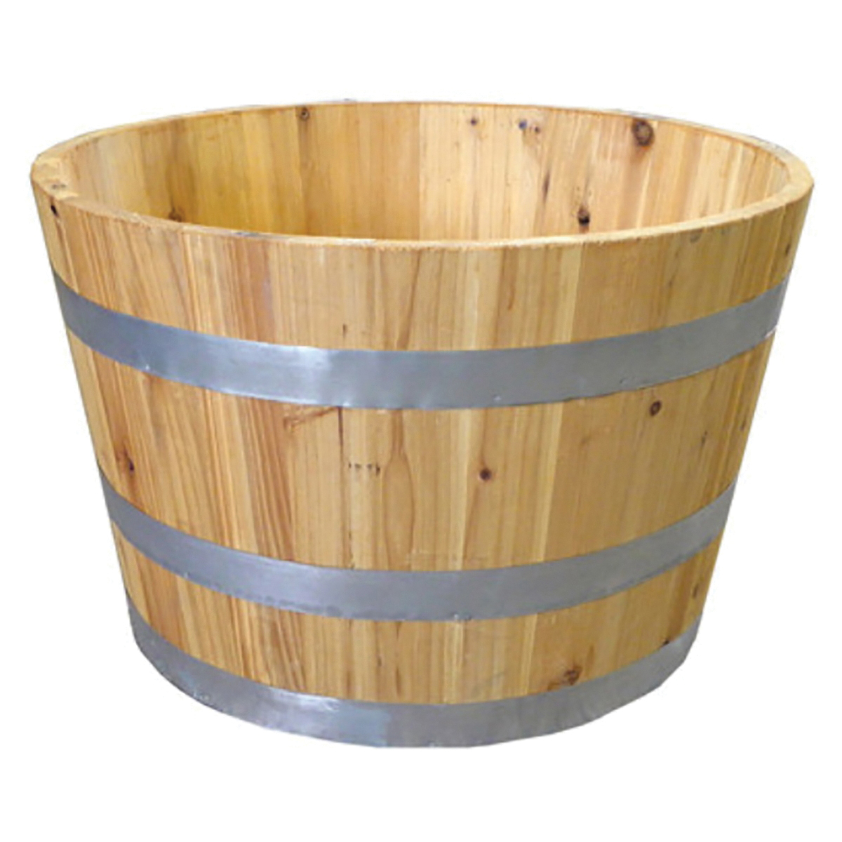 Real Wood Products G3054 Planter, Half Wine Barrel, Cedar, 25 in Dia, 16-1/2 in H - 1