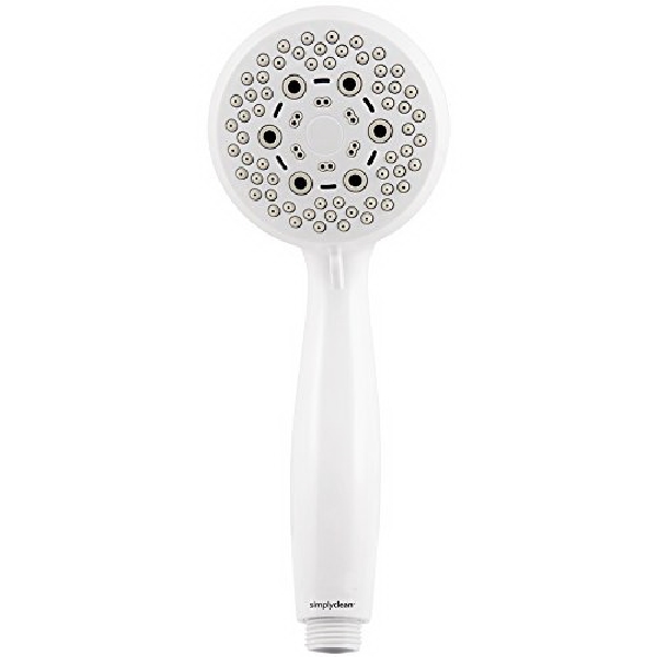 Handheld Shower Head, Simplyclean, 6 Spray Settings, White, 5 ft L Hose - 1