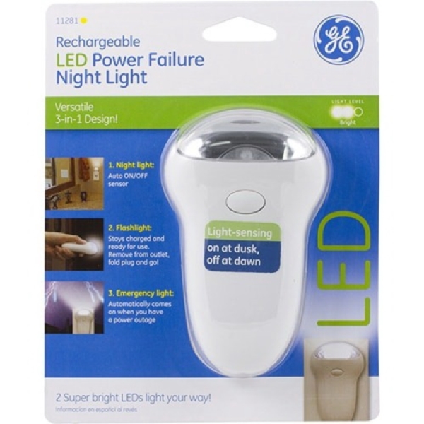 GE 11281 Night Light, 1.18 in L x 5.37 in W x 6.72 H Dimensions, LED Lamp